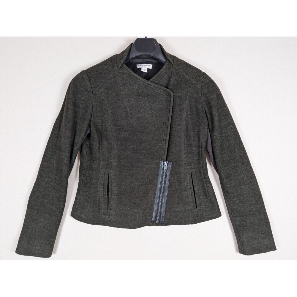 Coldwater Creek Vintage Jacket Women 8 Green Double Breasted‎ Lined Cotton Wool